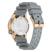 Citizen Promaster Blue Dial EO2023-00W - cinturino gomma grigia - cassa acciaio color oro rosa - quadrante verde e blu con datario - fondello